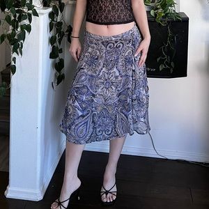 💙Blue Paisley Flare Midi Skirt💙